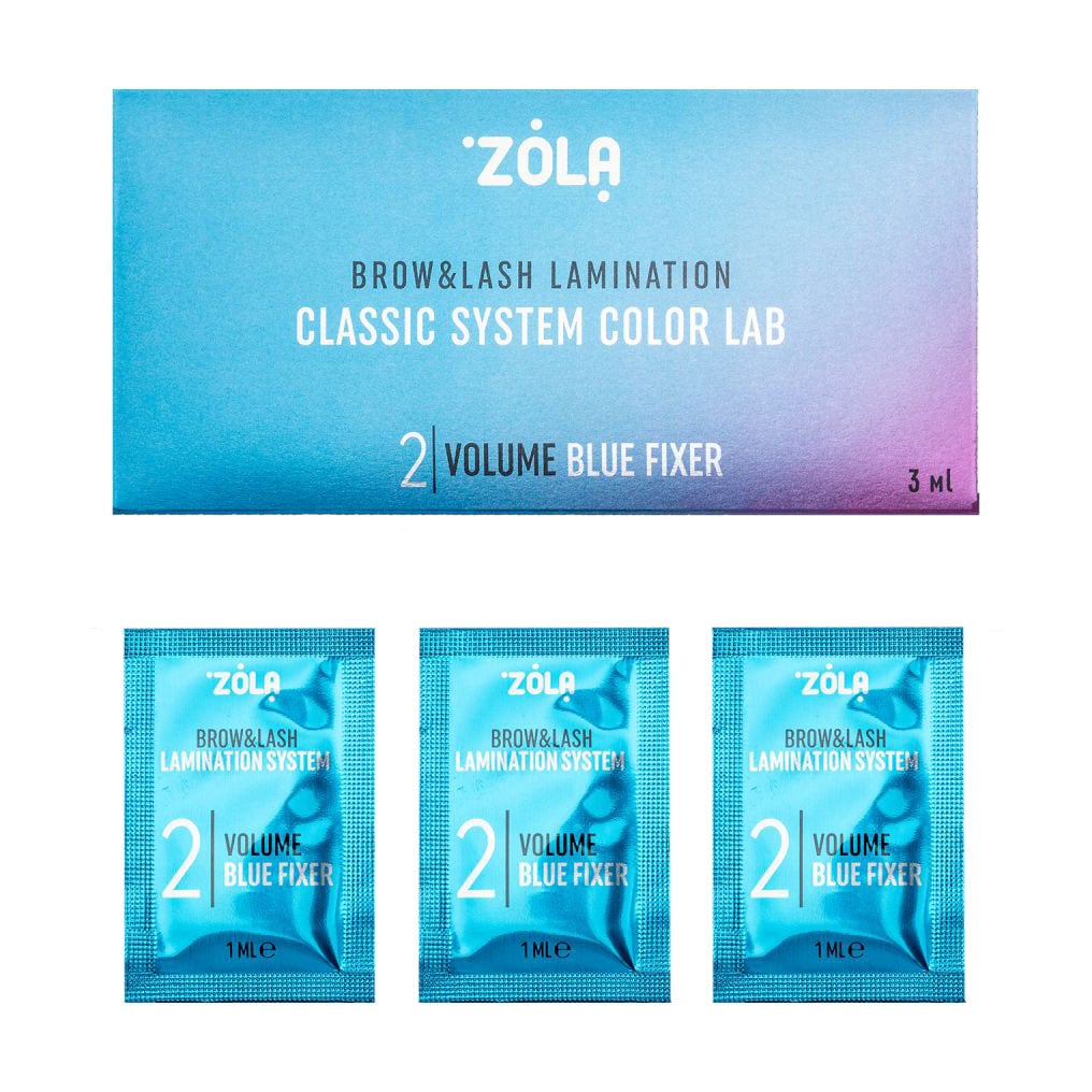Набір для ламінування брів та вій Zola Brow &amp; Lash Lamination Classic System Color Lab 02 Volume Blue Fixer, 3*1 мл