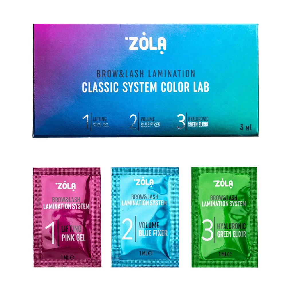 Набір для ламінування брів та вій Zola Brow &amp; Lash Lamination Classic System Color Lab Step 1, 2, 3, 3*1 мл
